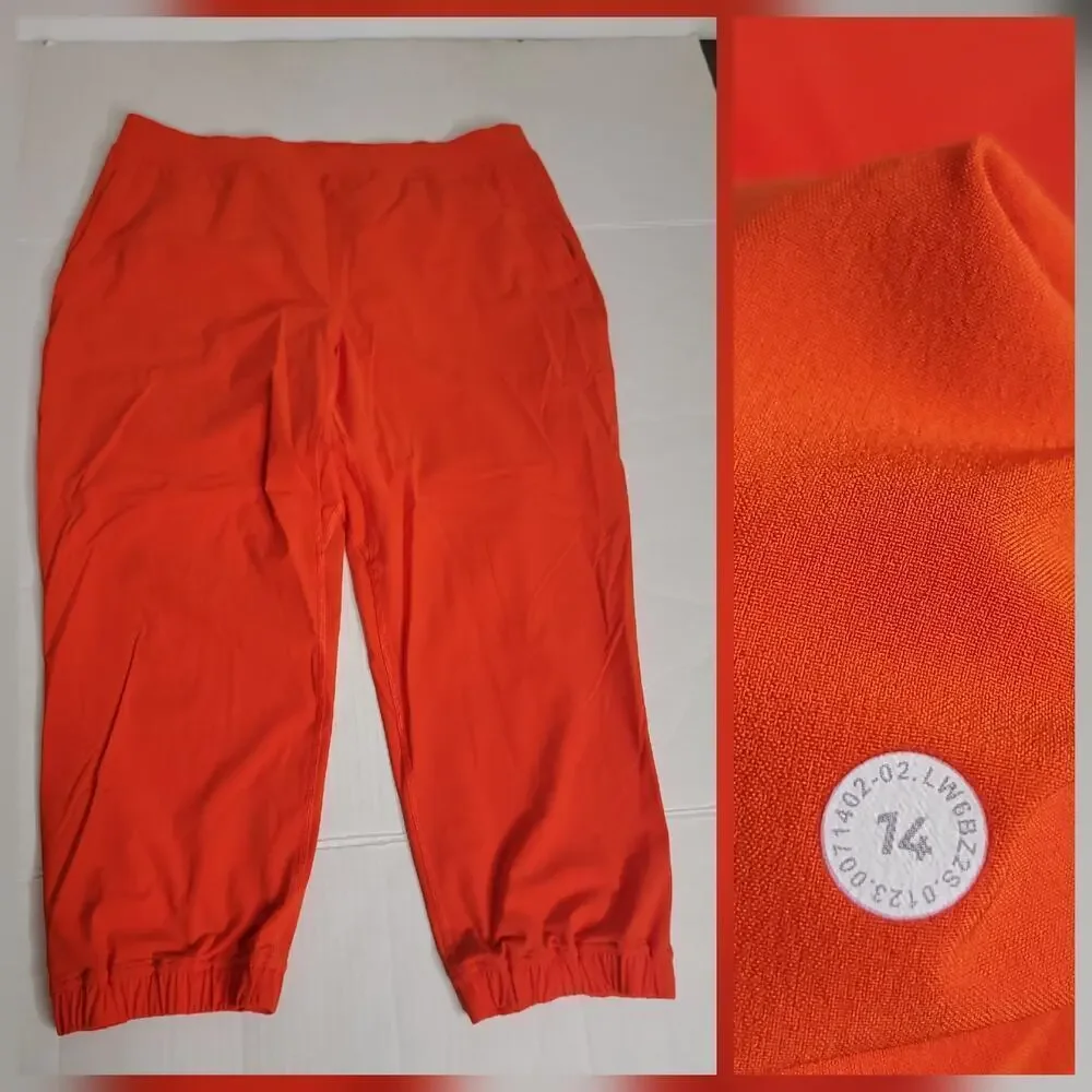 Lululemon Jogger Pants Womens SZ 14 Adapted State HR Cropped Solar Orange W6BZ2S